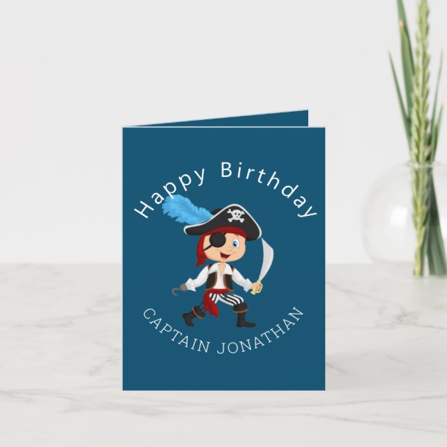 Tarjeta de fiesta de niño pirata (Anverso)