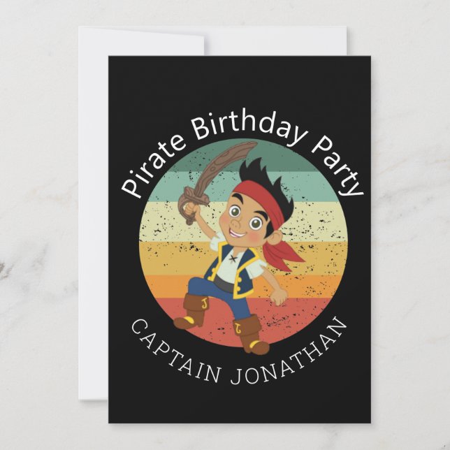 Tarjeta de fiesta de niño pirata (Anverso)