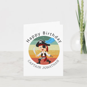 Tarjeta de fiesta de niño pirata