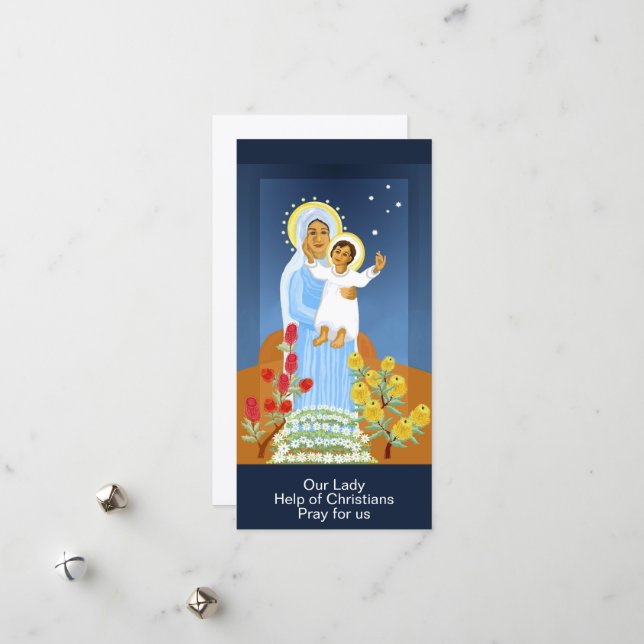Tarjeta de Fiesta de Nuestra Señora Auxilio de los (Anverso/Reverso In Situ)