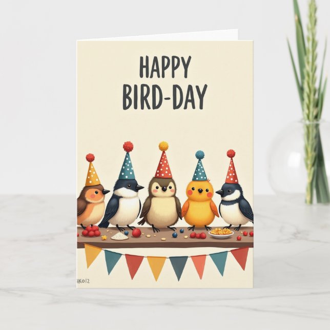 Tarjeta de Fiesta de Pájaro Alegre (Anverso)