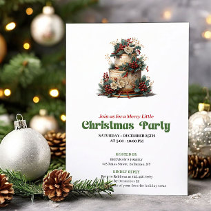 Tarjeta de fiesta de pastel de Navidad retro encan