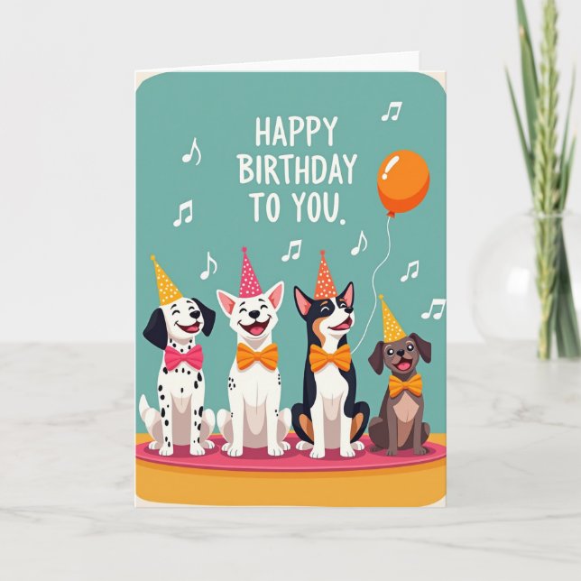 Tarjeta de fiesta de perro alegre (Anverso)