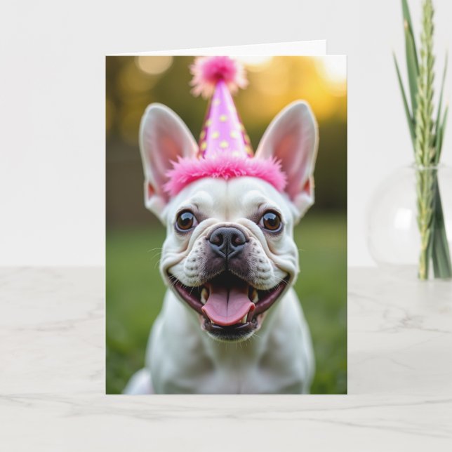 Tarjeta de fiesta de perro sonriente (Anverso)