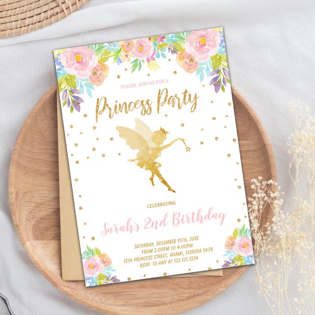 Tarjeta de Fiesta de Personalizado mágico para Chi (Fairy Glitter Princess Birthday Invitations)