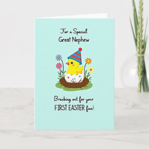 Tarjeta de fiesta de pollito con lunares