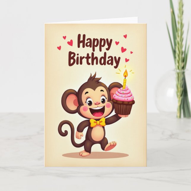 Tarjeta de fiesta de primate alegre (Anverso)