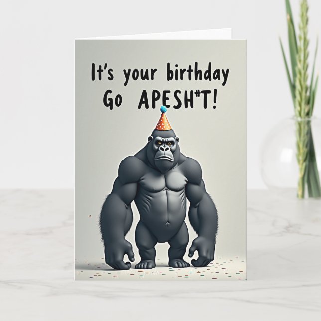Tarjeta de fiesta de primate divertido (Anverso)