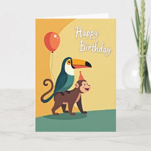 Tarjeta de fiesta de primates con lunares