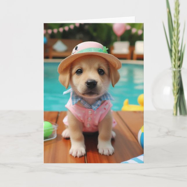 Tarjeta De Fiesta De Puppy Cute Todas Las Ocasione (Anverso)
