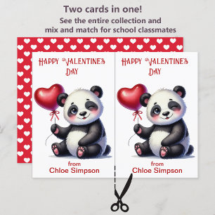 Tarjeta de Fiesta de San Valentín para oso panda