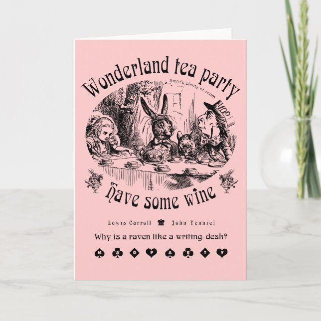 Tarjeta de fiesta de té de Wonderland (Anverso)