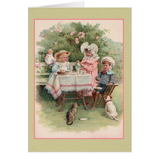 Tarjeta de Fiesta de té infantil victoriana (Frente)