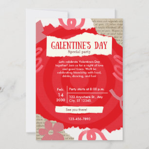 Tarjeta de Fiesta del Día de Galentine del Libro R