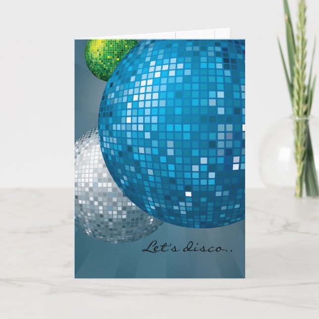 Tarjeta de Fiesta Disco Balls Blue New Year (Anverso)