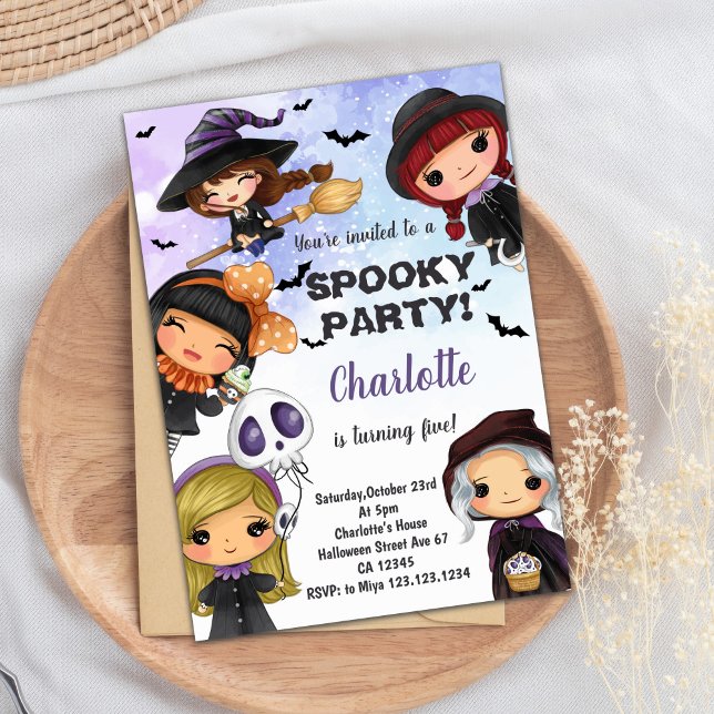Tarjeta de Fiesta divertida para niños o adultos (Halloween Spooky Birthday Invitations)