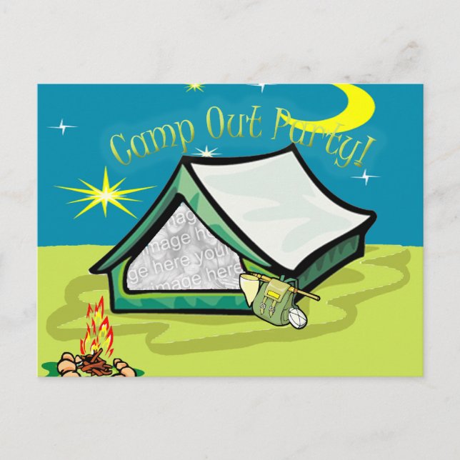 Tarjeta de Fiesta fotográfico de salida de campame (Anverso)