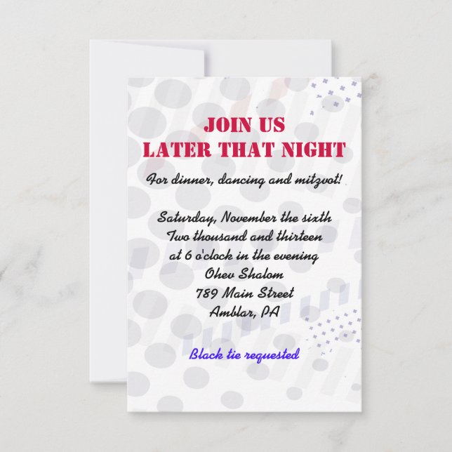 Tarjeta de Fiesta Mitzvah, Bar de la Plaza del Béi (Anverso)