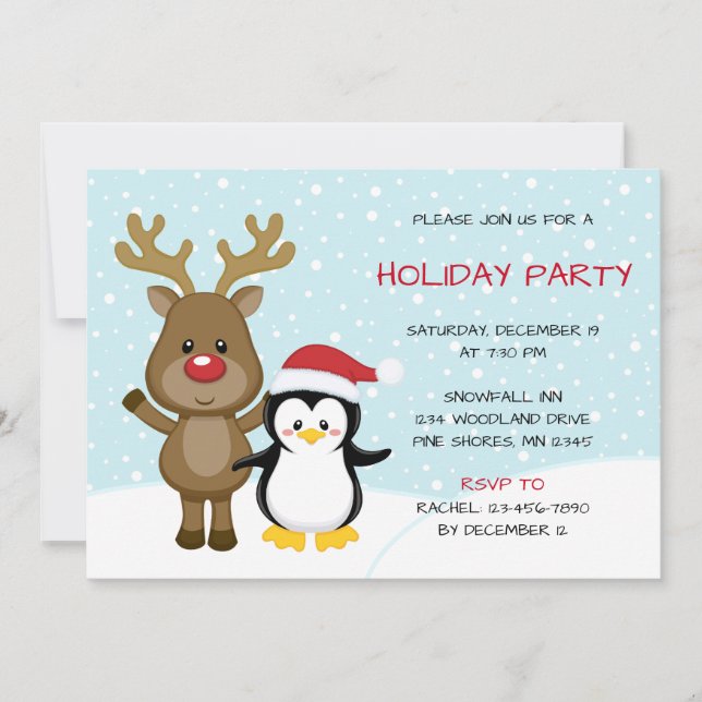 Tarjeta de fiesta navideña para Navidades de renos (Anverso)