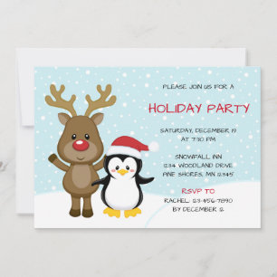 Tarjeta de fiesta navideña para Navidades de renos