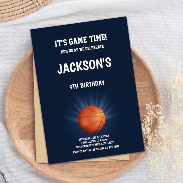 Tarjeta de Fiesta para deportes de Guay (Basketball Shine Birthday Invitations)