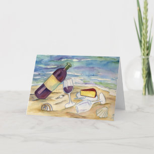 Tarjeta de Fiesta Red Wine Beach