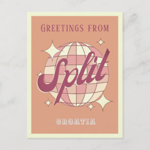 Tarjeta de Fiesta retro vintage dividida en Croaci