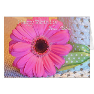 Tarjeta de fiesta rosada de cumpleaños feliz de he