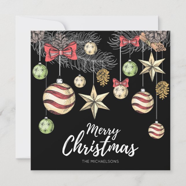 TARJETA DE FIESTAS CON FOTO | Adornos Antiguos (Anverso)