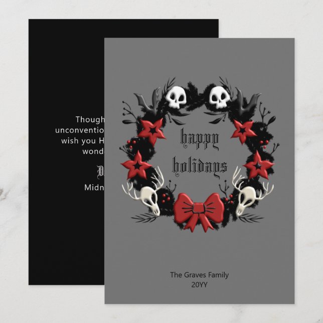 Tarjeta de Fiestas Felices Gótica para la Guerra N (Anverso / Reverso)