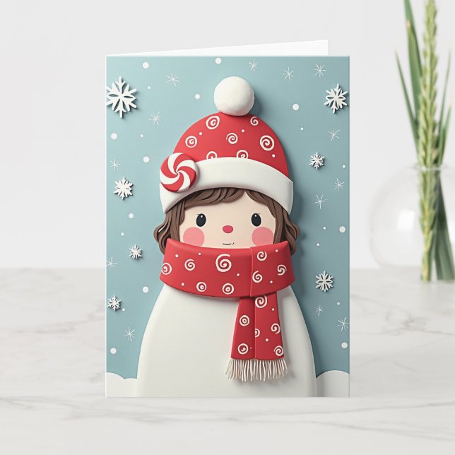 Tarjeta de figura de invierno de fieltro dulce (Anverso)