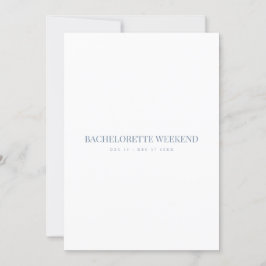 Tarjeta de fin de semana de Bachelorette blanca y