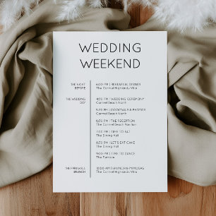 Tarjeta de fin de semana de boda minimalista en bl