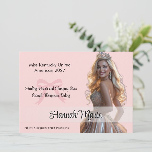 Tarjeta de Firma de Corona de Rosa Claro para Conc (Anverso de pie)