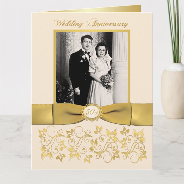 Tarjeta de firma de invitado de foto del 50 aniver (Anverso)