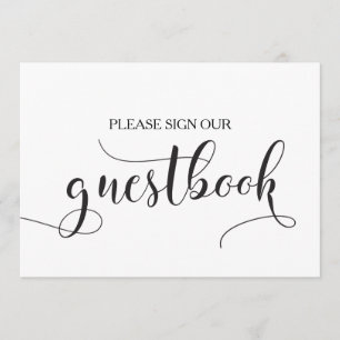 Tarjeta de firma de libro de invitados de caligraf