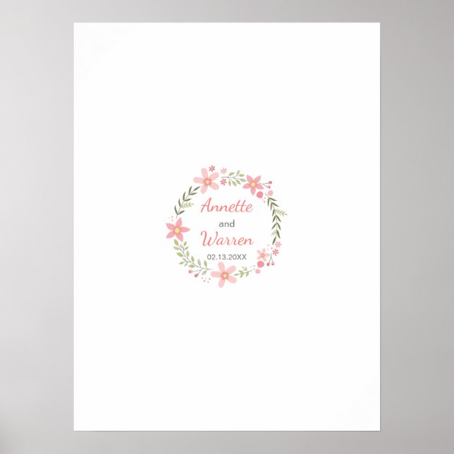 Tarjeta de firma del libro de visitas del boda - F (Frente)