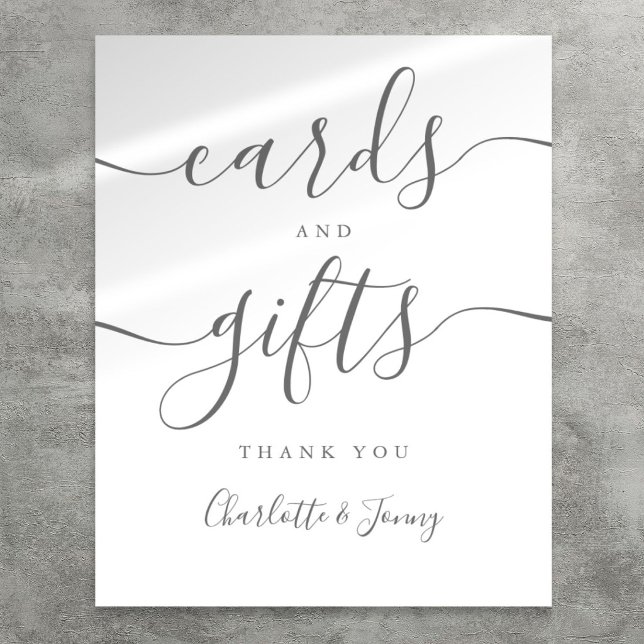 Tarjeta de firma gris y regalos Señal (Gray Signature Script Cards And Gifts Sign)