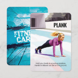 Tarjeta de fitness de plank con respaldo azul