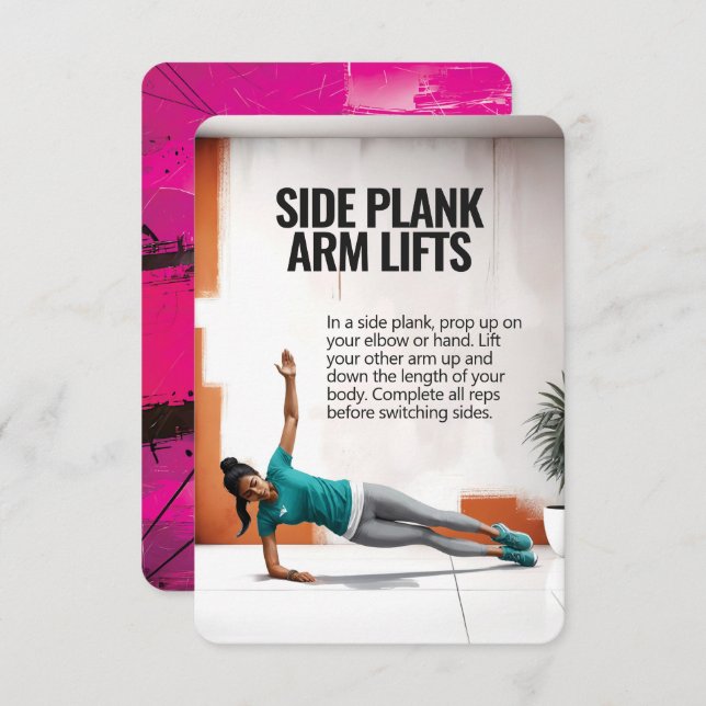 Tarjeta de fitness del elevador del brazo de planc (Anverso / Reverso)