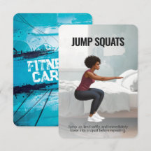 Tarjeta de fitness Jump Squats con Blue Backing