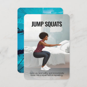 Tarjeta de fitness Jump Squats con Blue Backing