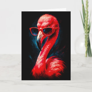 Tarjeta de flamenco fabuloso con gafas de sol