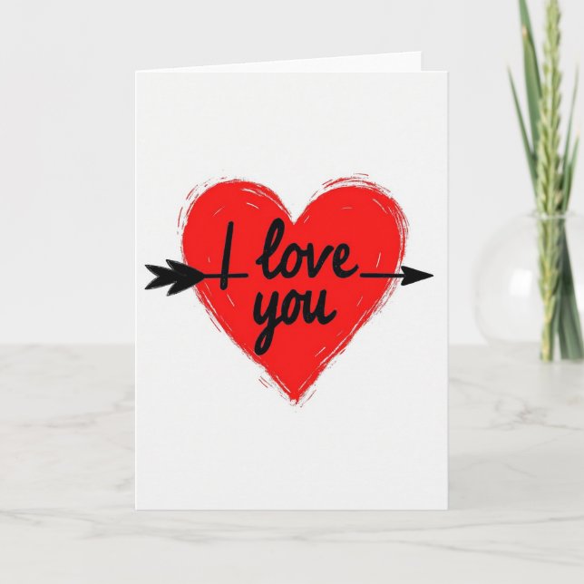 Tarjeta de Flecha de Corazón con Pincelada 'Te Amo (Anverso)