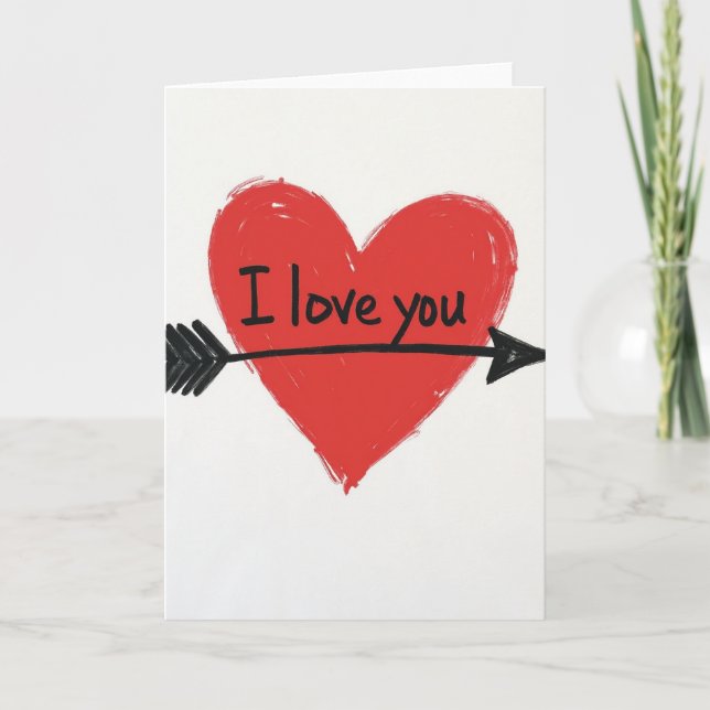 Tarjeta de Flecha de Corazón Te Amo (Anverso)