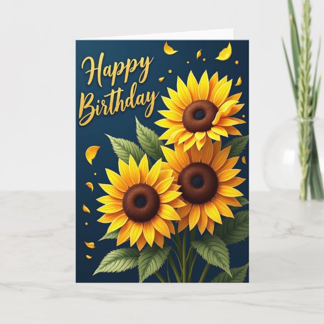 Tarjeta de Flor Amarilla Alegre (Anverso)