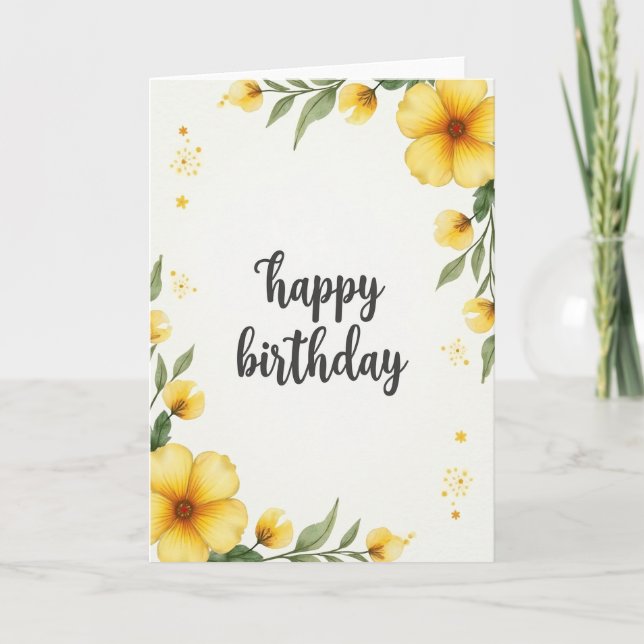 Tarjeta de Flor Amarilla Alegre (Anverso)
