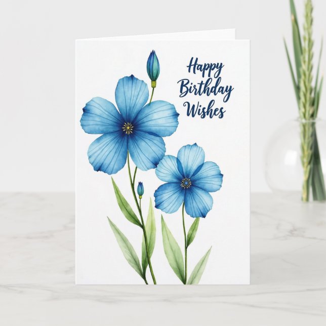 Tarjeta de Flor Azul de Lunares (Anverso)