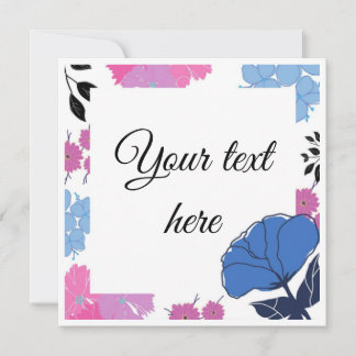 Tarjeta de flor azul y rosa