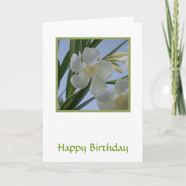 Tarjeta de flor blanca de Oleander (Anverso)
